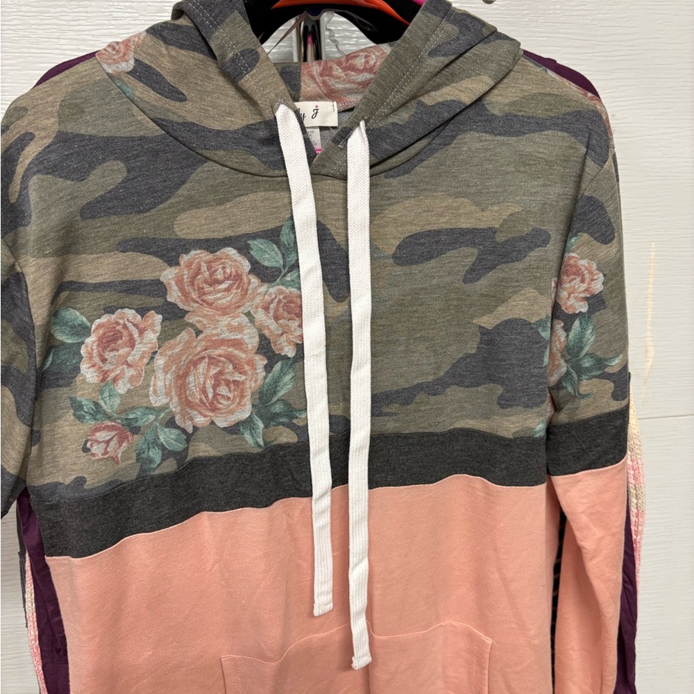 Floral Camo Hoodie - Pink and Green